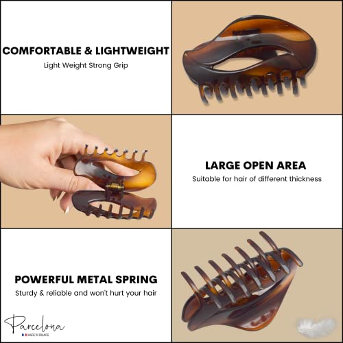 Parcelona French Tortoise Shell Hair Claw Clip - Medium Secure Hair Accessory