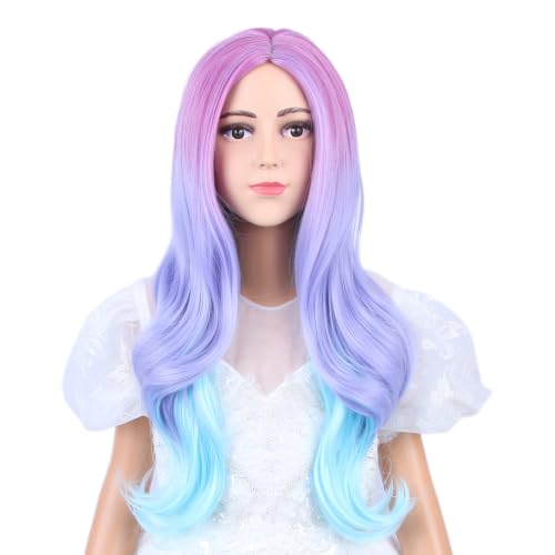 Ombre Rainbow Wig for Kids - 22" Colorful Curly Synthetic Hair