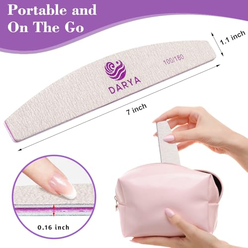 DARYA 100/180 Grit Nail Files - 100 Pcs Professional Double Sided Emery Boards
