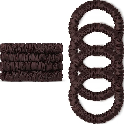 WantGor Mulberry Silk Scrunchies - 4PC Hair Ties Set