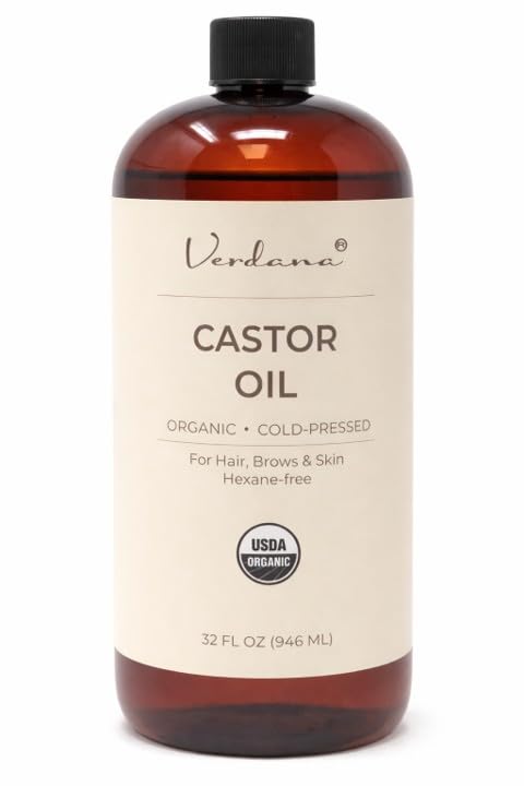 Verdana Organic Castor Oil 32 fl oz - Cold Pressed & Hexane Free for Hair, Skin, Eyelashes & Eyebrows