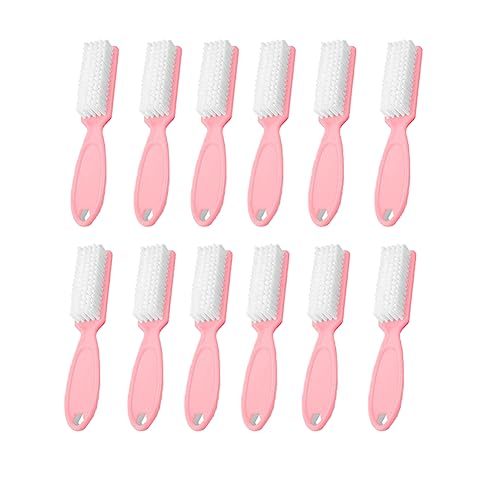 12-Pack Pink Nail Brushes with Grip Handle for Cleaning