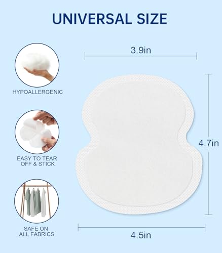 Underarm Sweat Pads 100 Pack - Breathable Invisible Absorption & Odor Control