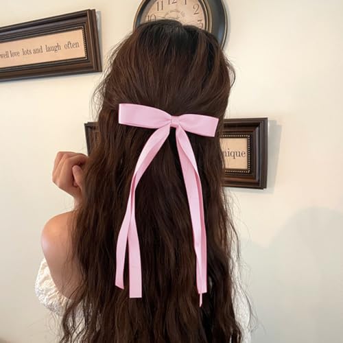 Mythos 4-Piece Long Tail Ribbon Hair Bow Clips for Women