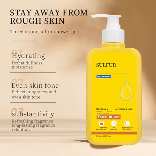 Grospe Sulfur Body Wash - Deep Cleansing & Oil Control for All Skin Types, 10.15 Fl Oz