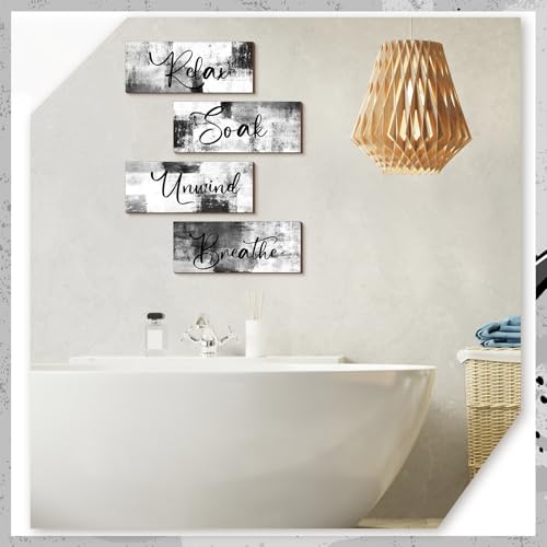 Maitys 4-Piece Black and White Bathroom Wall Art Set