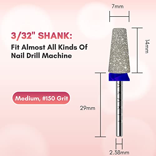 Makartt #150 Diamond Nail Drill Bit - Tapered Barrel Carbide Tool for Manicure