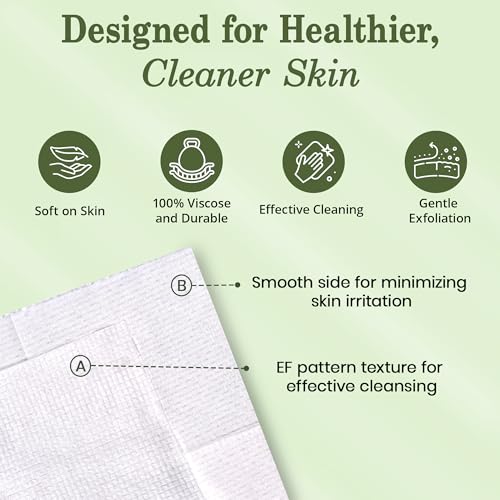 Nature’s Touch Biodegradable Face Towels - Ultra Soft, Vegan, 50 Count, Travel & Skincare