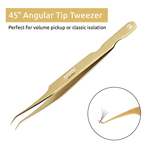 Golden Precision Tweezers for Eyelash Extensions - 45° Angular Tip