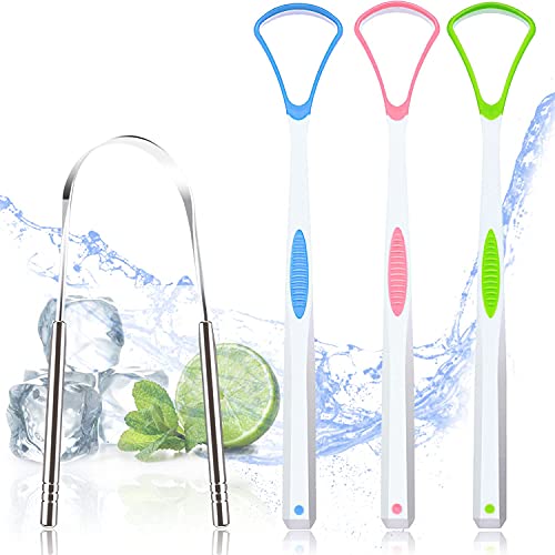 Stainless Steel Tongue Scraper Set - 4PCS Medical Grade Oral Hygiene