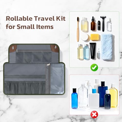 Water-Resistant Toiletry Bag for Men - Army Green Compact Organizer