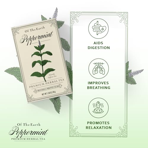 Of The Earth Pure Peppermint Herbal Tea - Caffeine-Free 30 Bags