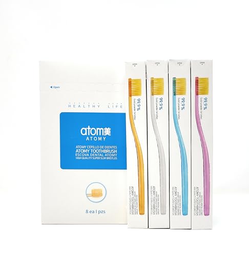 Atomy Slim Bristle Toothbrush Set - 8 Pack for Deep Cleaning