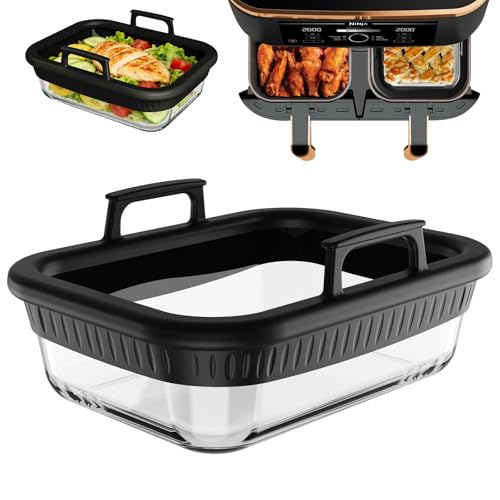 Glass Air Fryer Liner with Silicone Handles for Ninja Foodi 10Qt