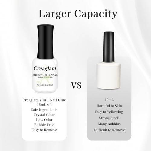 Creaglam 7-in-1 Builder Gel for Nails - Clear Hard Gel 15ml