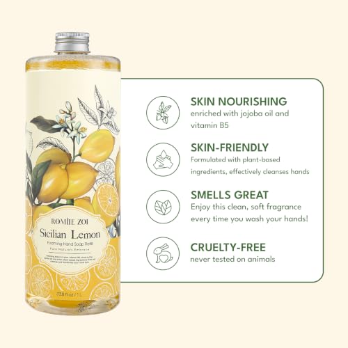 ROMIIE ZOI Foaming Hand Soap Refill, Sicilian Lemon, Moisturizing, 33.8 oz