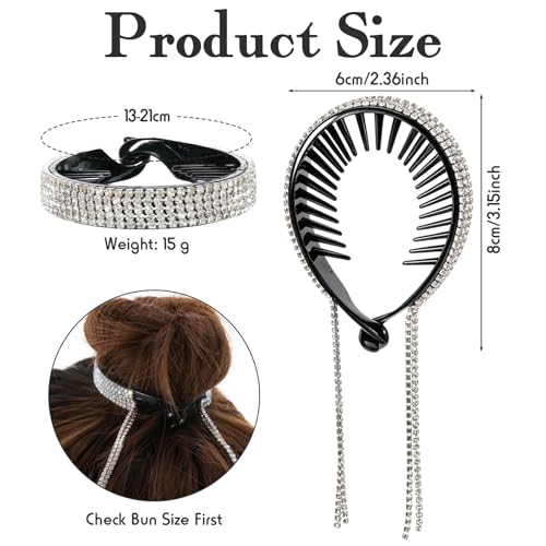 Dilunave Rhinestone Hair Clips 4 Pack - Elegant Bun & Hair Accessory