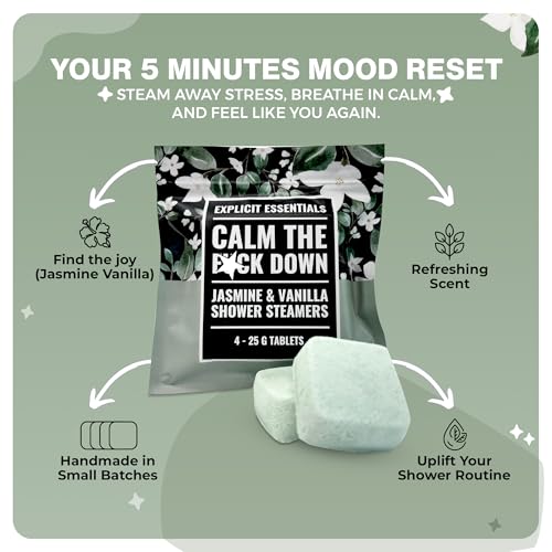 Calm The F Down Shower Steamers - Jasmine Vanilla Aromatherapy for Relaxation