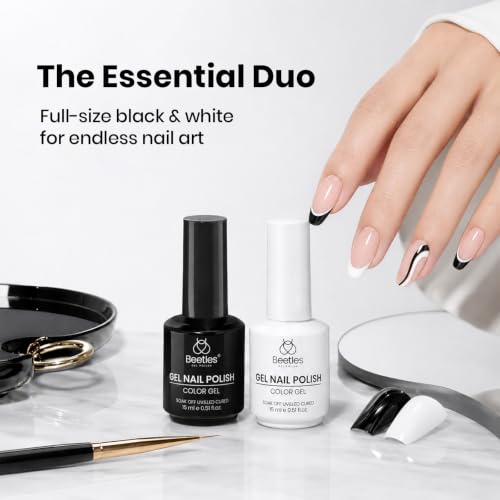 Beetles Q - Creme Black & White Gel Polish Set, 2 x 15ml