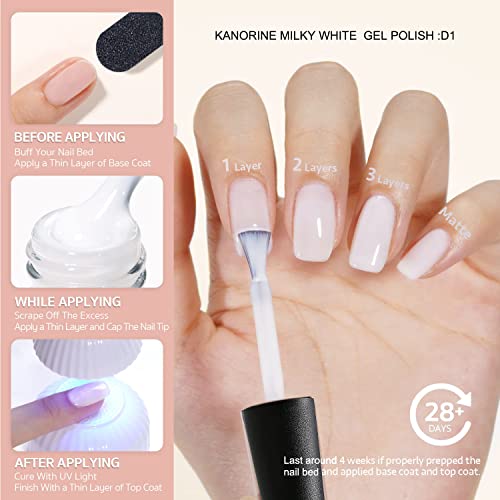 KANORINE Milky White Jelly Gel Nail Polish - 15ml Soak Off