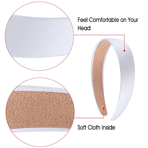 36 Pcs White Satin Headbands - 1 Inch Wide Non-Slip Hair Accessories