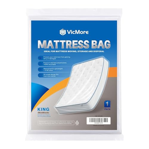 VICMORE King Mattress Bag for Moving & Storage - Clear PE, 78x100x14 in