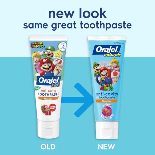 Orajel Naturals Super Mario Kids Fluoride Toothpaste, 4-Pack