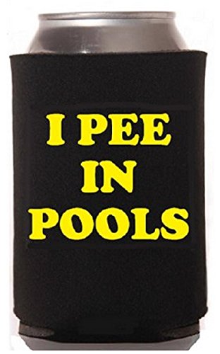 I Pee in Pools Can Cooler - Funny Black & Yellow Design
