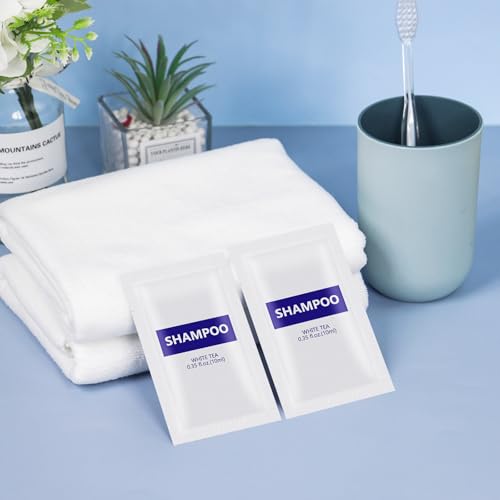 100 Pack Travel Size Shampoo Sachets - 10ml Single Use White Tea Scent