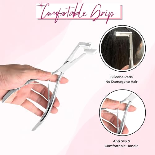 SIVOTE Tape-In Hair Extension Plier S - Stainless Steel Clamp Tool with Silicone Pads