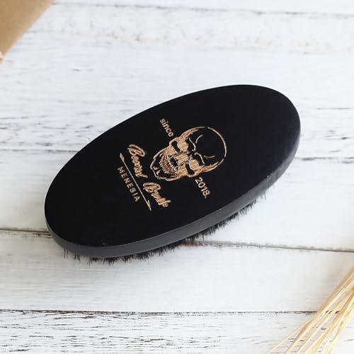 Black Boar Bristle Beard Brush for Men - Travel Size & Soft