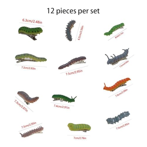 12Pcs Halloween Caterpillar Hair Clips - Hand Painted Resin Bug Hair Pins