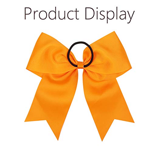16PCS 8" Large Orange Cheer Hair Bows for Girls Ponytail Holders