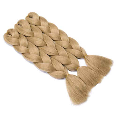 Ash Blonde 24in Jumbo Braiding Hair Extensions – 3 Bundles, Pre-Stretched High Temp Synthetic