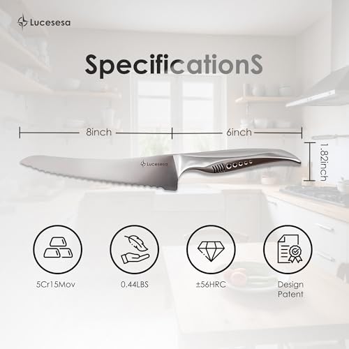 Serrated Bread Knife with Shark-Inspired Handle - Ultra Sharp Stainless Steel
