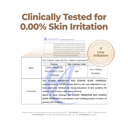 LUSOM Fermented Rice Essence Hydrogel Mask - Deep Hydrating Sheet Mask for Sensitive Skin, 4 Sheets