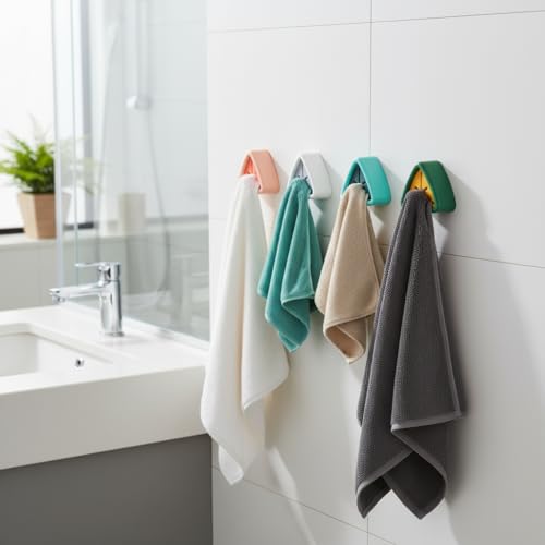 8 Pack Adhesive Kitchen Towel Holders - No Drilling, Push-Grip Design