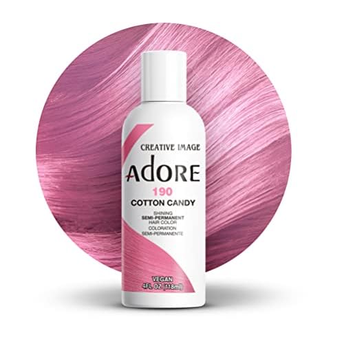 Adore Semi Permanent Hair Color (190 Cotton Candy) | Vegan & Cruelty-Free Pink Hair Dye | No Ammonia, No Peroxide, No Alcohol | 4 Fl Oz
