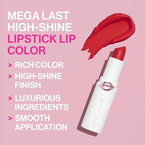 Wet n Wild Mega Last High Shine Lipstick – Nourishing Creamy Color, Pinky Ring (Pack of 2)