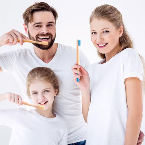 Eco-Friendly Bamboo Toothbrushes - 10 Pack with Soft Bristles