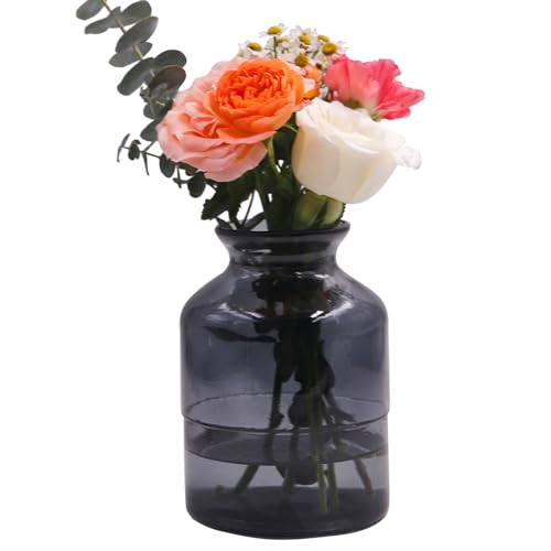 Geometric Faceted Glass Flower Vase - 6" Tall & 4.1" Wide