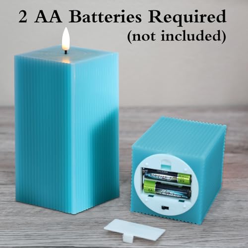 Turquoise Blue Flameless LED Candles with Remote Control - Set of 2