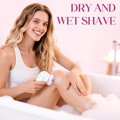 Electric Razors for Women Legs, Upgraded Magnetic Head Electric Shaver for Women, Rechargeable Waterproof Women's Electric Trimmer for Arms Legs and Pubic Area (Pink)