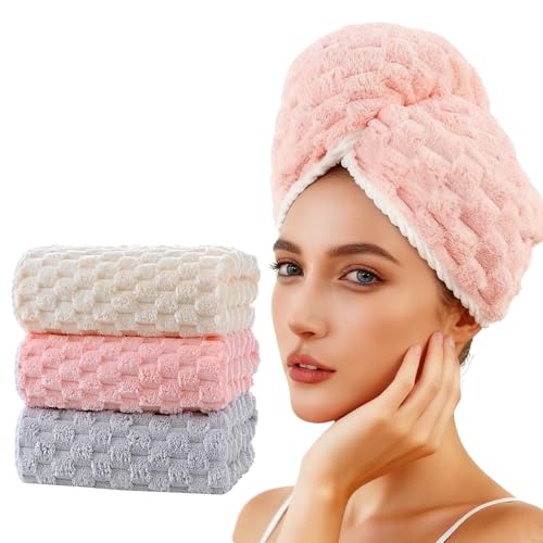 Super Absorbent Microfiber Hair Towels for Women - 3 Pack (41x23 in)