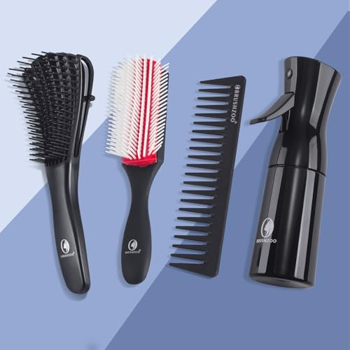BRUSHZOO Detangler Brush Set with Spray Bottle & Wide Tooth Comb
