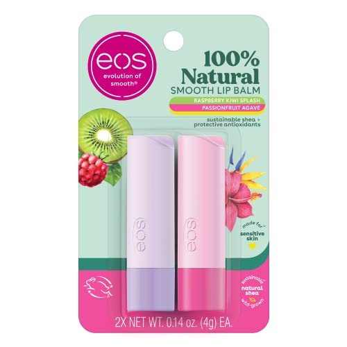 eos 100% Natural Lip Balm Duo - Raspberry Kiwi & Passionfruit Agave