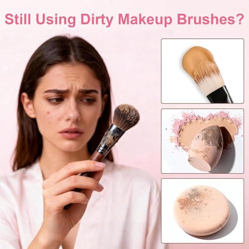 Ubisye Pink Makeup Brush Cleaner Set with Mat & Solution – Deep Cleaning, Gentle & Cruelty-Free