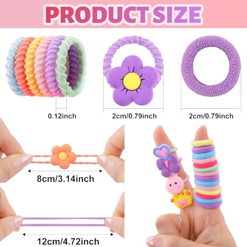 GA&EN 150PCS Colorful Baby Hair Ties Series A-150PCS, Mini Scrunchies for Toddler Girls
