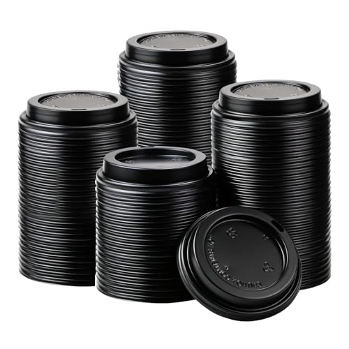 100 Pack Black Dome Coffee Cup Lids for 12-22 oz Cups