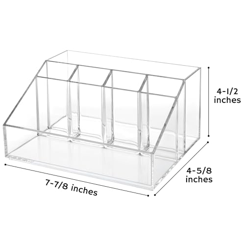 STORi Stackable 6-Compartment Clear Desk Organizer for Pens and Makeup